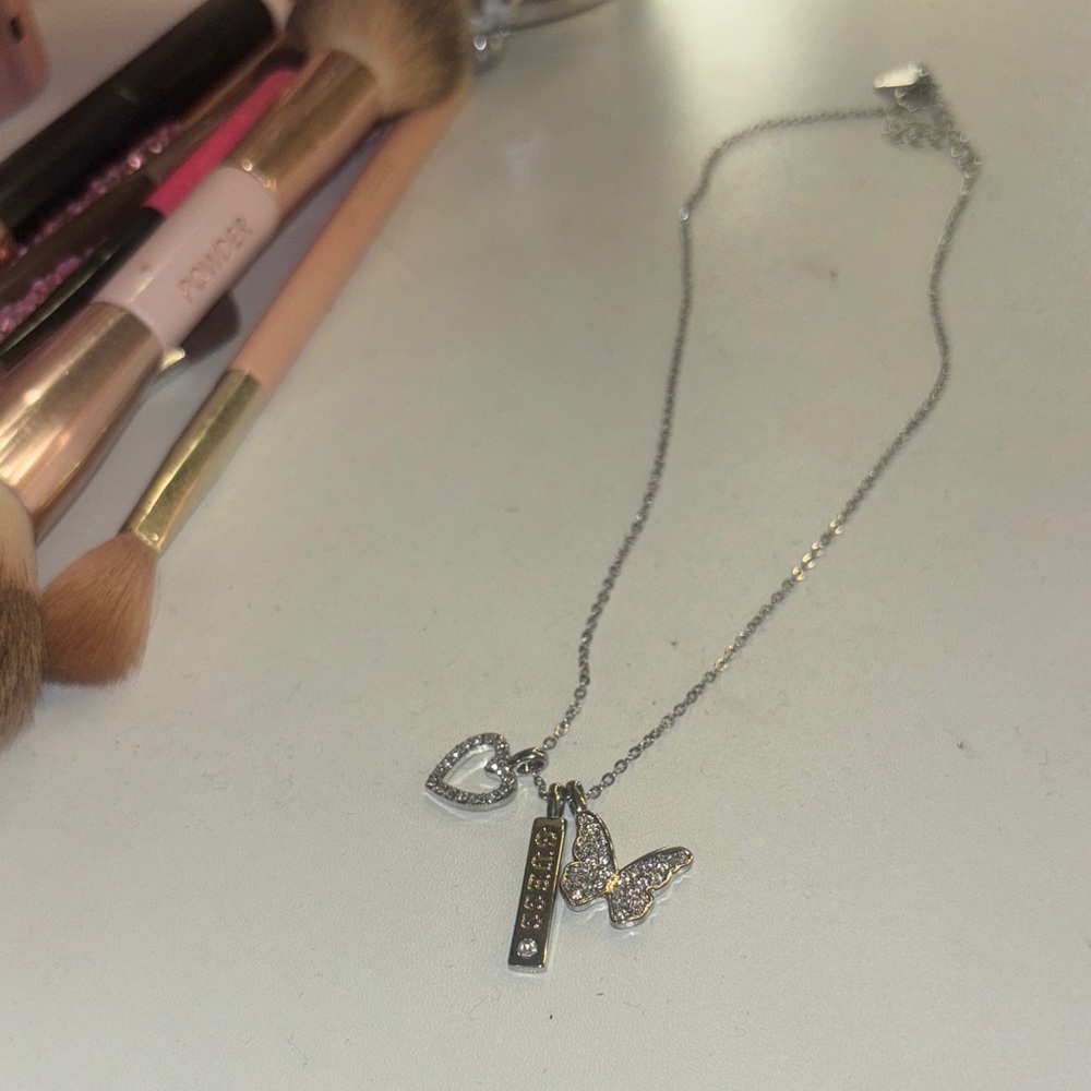 Guess Silver Charm Necklace